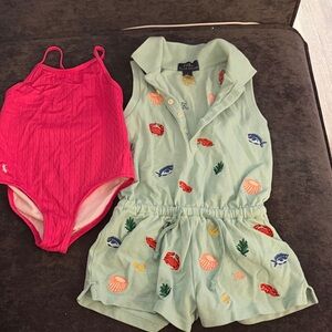 Polo by Ralph Lauren Romper and swim suit bundle BARELY WORN with 3T Rashguard